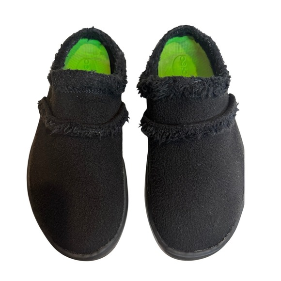 OOFOS OOcoozie Mule Slippers Women's 9 Black Fleece Comfort Recovery Slip‑On - Picture 2 of 8